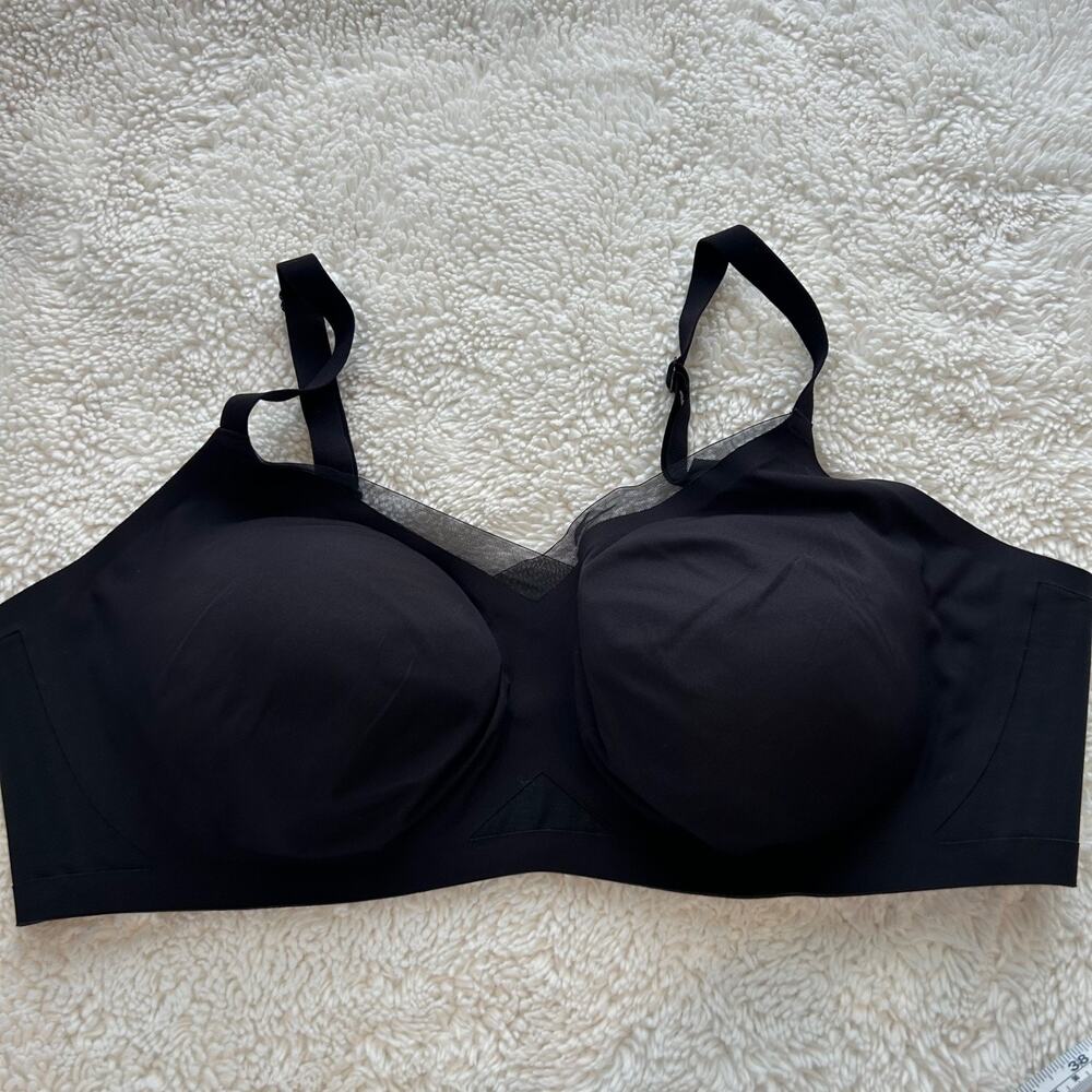 Honey Love Crossover Wireless Seamless Bra Womens Sz 3XL Black Comfort Casual